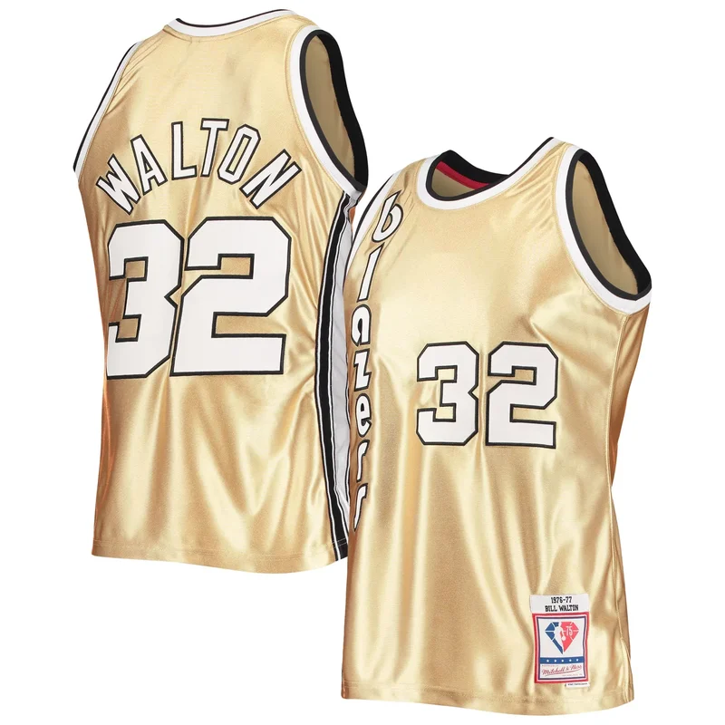 Bill Walton Portland Trail Blazers 75th Anniversary 1976-77 Hardwood Classics Jersey - Gold NBA