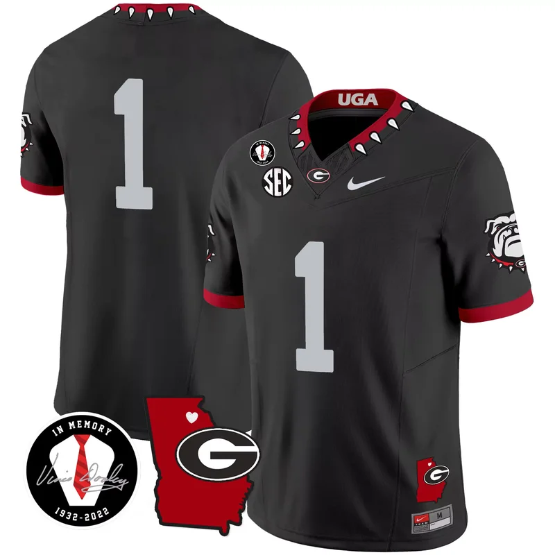 Black #1 Team georgia bulldogs 2023 jersey v4 georgia map all stitched