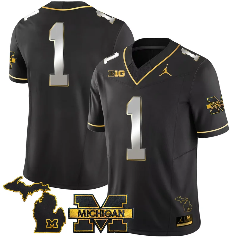 Maize #1 Team michigan wolverines 2023 special jersey v3 all stitched - Image 2