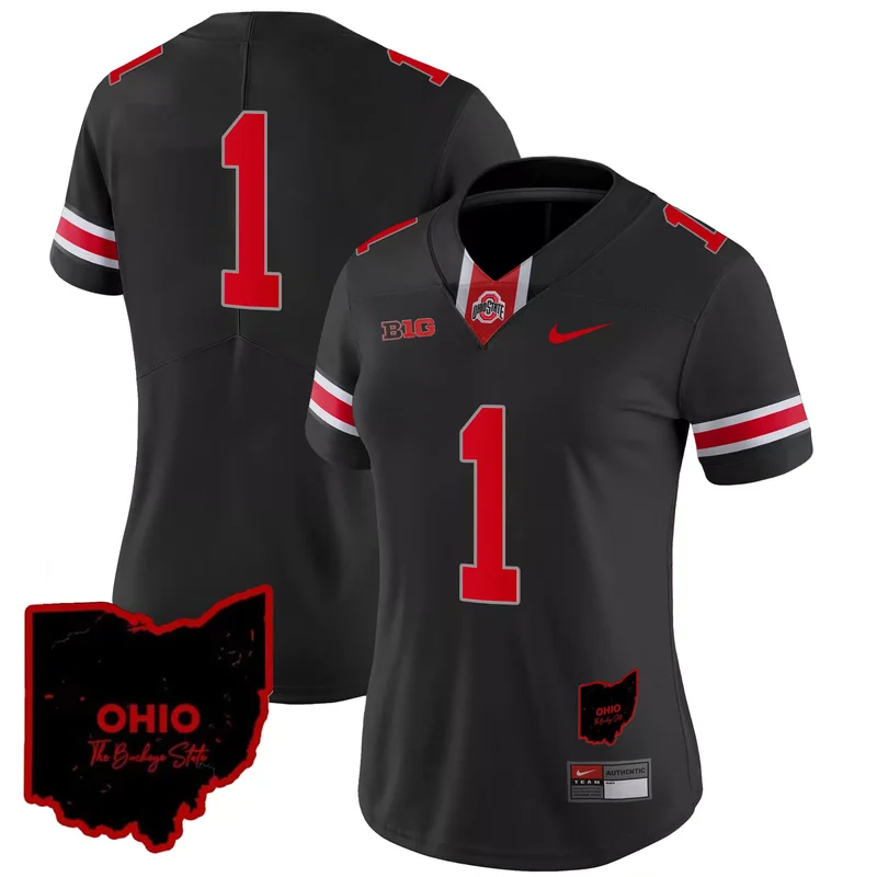 Black Emeka Egbuka ohio state buckeyes Gold trim jersey all stitched - Image 4