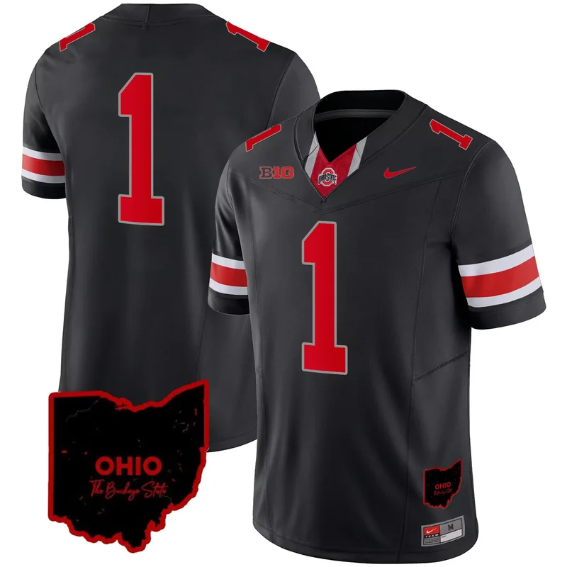 Black Emeka Egbuka ohio state buckeyes Gold trim jersey all stitched - Image 5