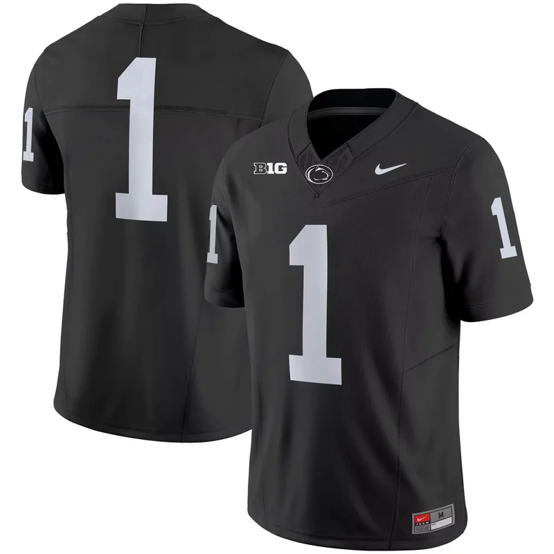 Black #1 Team penn state nittany lions jersey all stitched