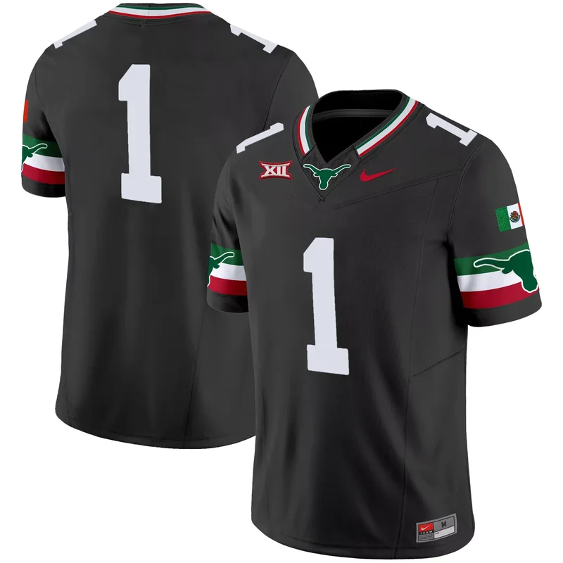 Black Quinn Ewers texas longhorns jersey v3 all stitched - Image 2