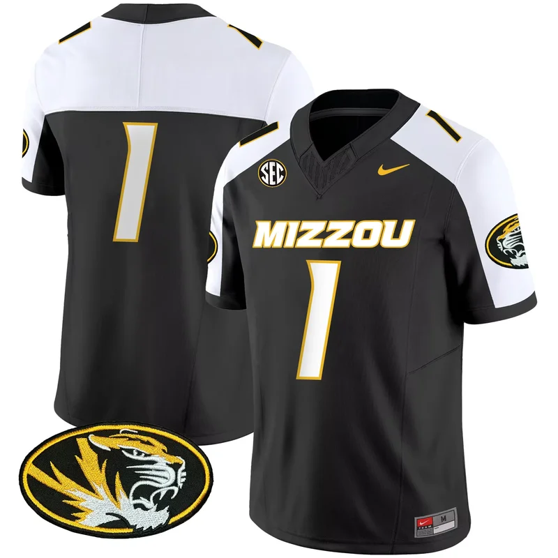Black Alternate #1 Team missouri tigers jersey all stitched