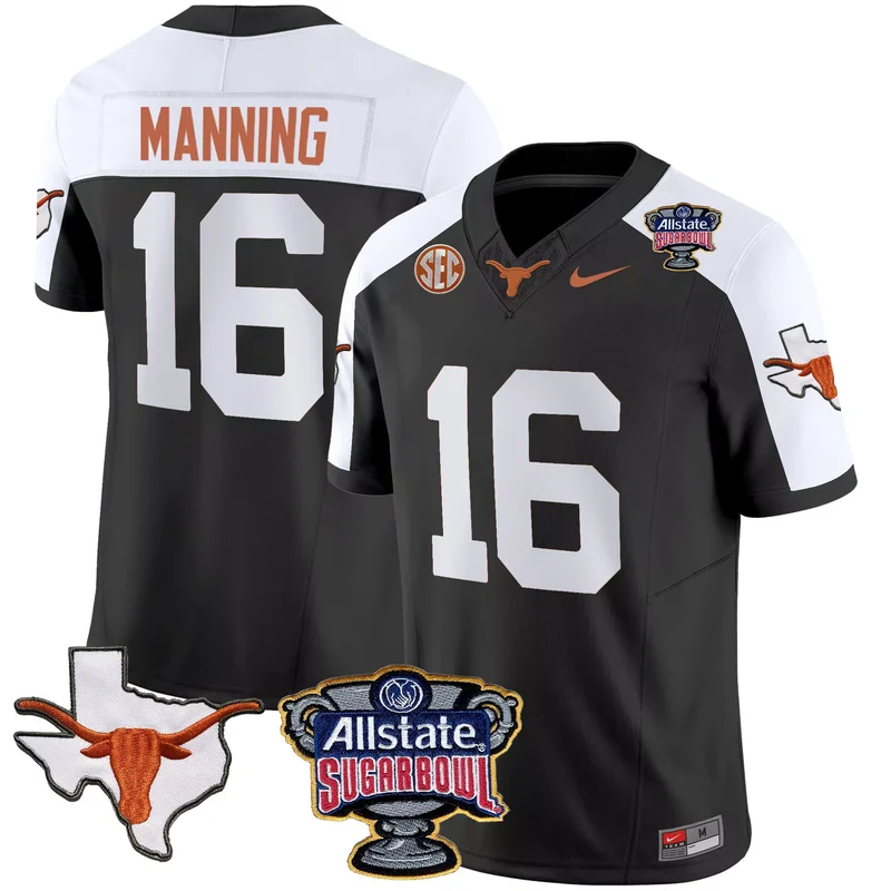 Black Alternate Arch Manning texas longhorns sugar bowl sec patch jersey all stitched