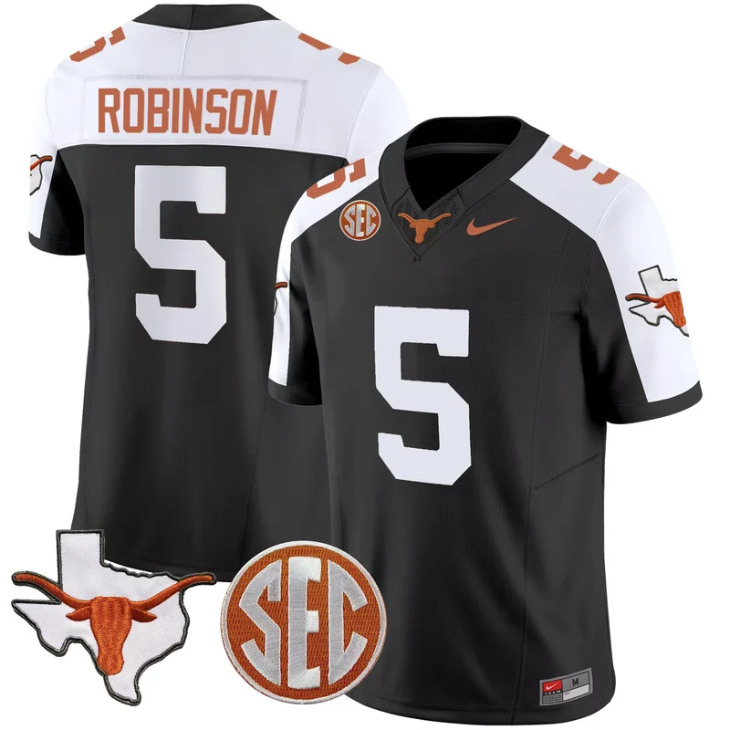 Black Alternate Xavier Worthy texas longhorns sugar bowl sec patch jersey all stitched - Image 3