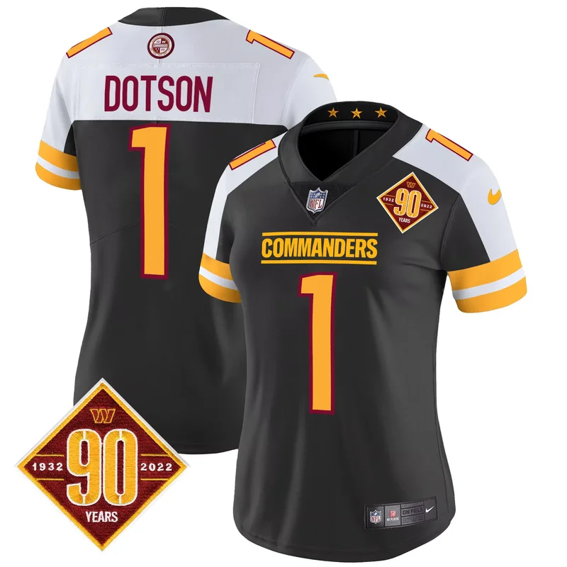 Black Alternate Jahan Dotson washington commanders 90th anniversary patch jersey v2 all stitched