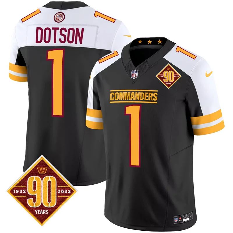 Black Alternate Jahan Dotson washington commanders 90th anniversary patch jersey v2 all stitched