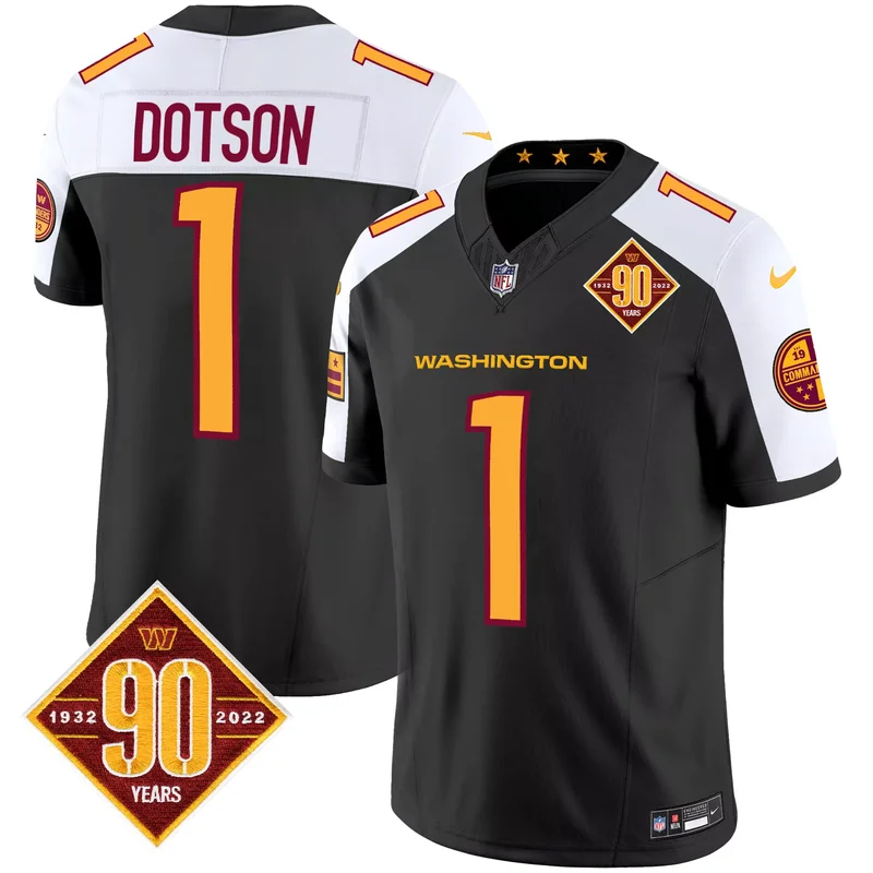 Black Alternate Jahan Dotson washington commanders 90th anniversary patch jersey v2 all stitched - Image 4