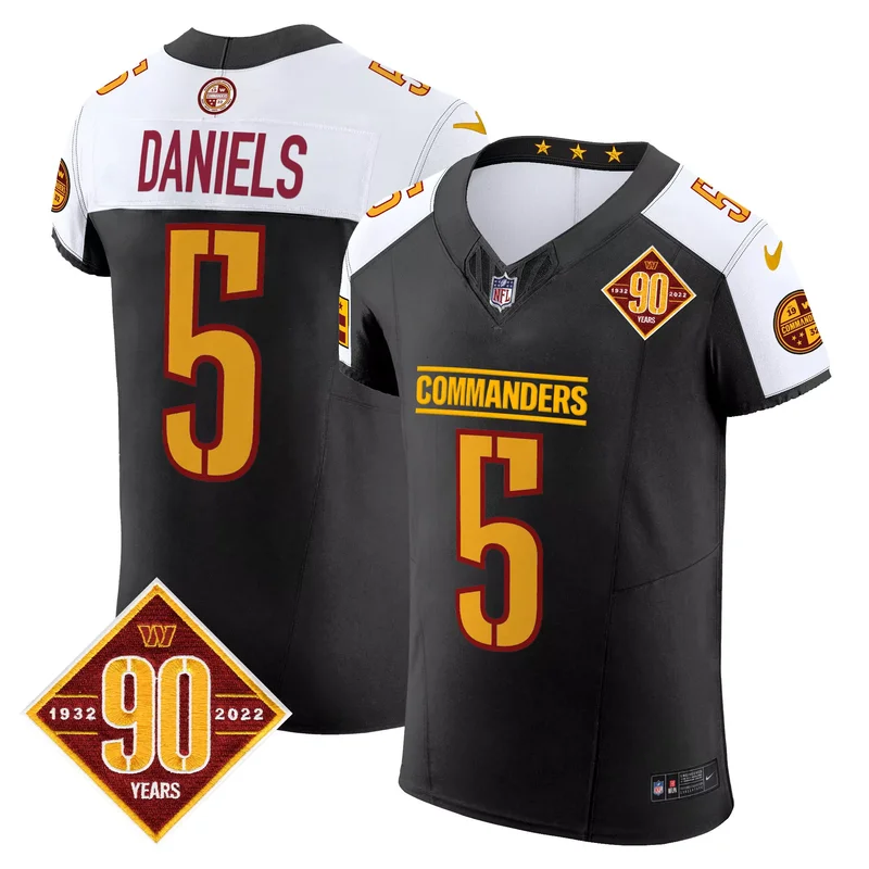 Black Alternate Sam Howell washington commanders 90th anniversary patch jersey v3 all stitched - Image 3