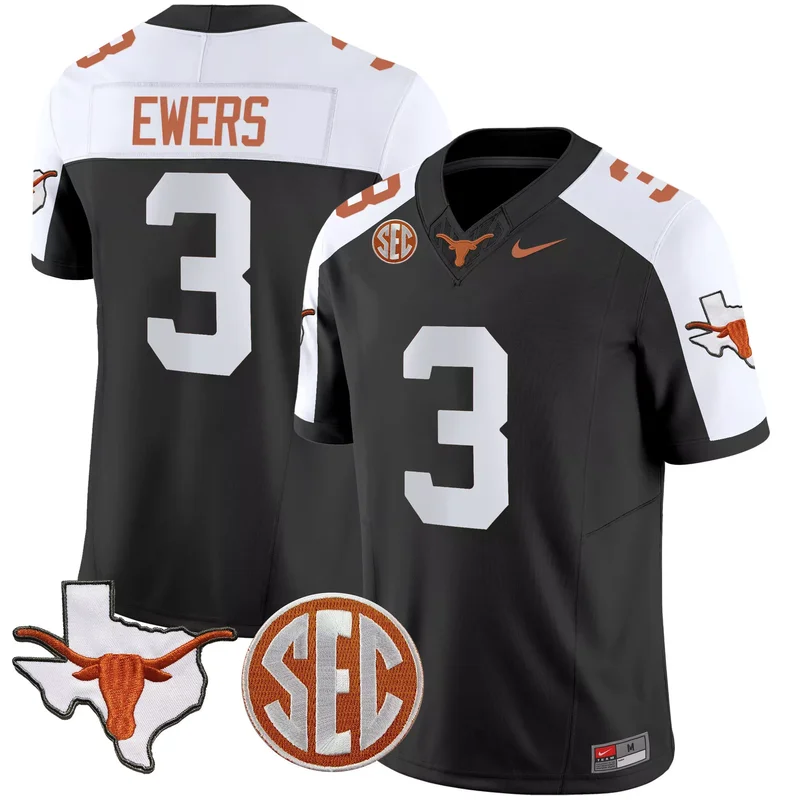 Inverted Ricky Williams texas longhorns state map sec patch jersey v4 all stitched - Image 5