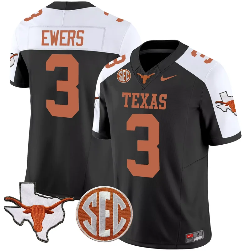 Black Alternate Xavier Worthy texas longhorns sugar bowl sec patch jersey all stitched - Image 2