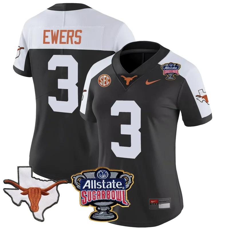 Black Alternate Arch Manning texas longhorns state map sec patch jersey all stitched - Image 2