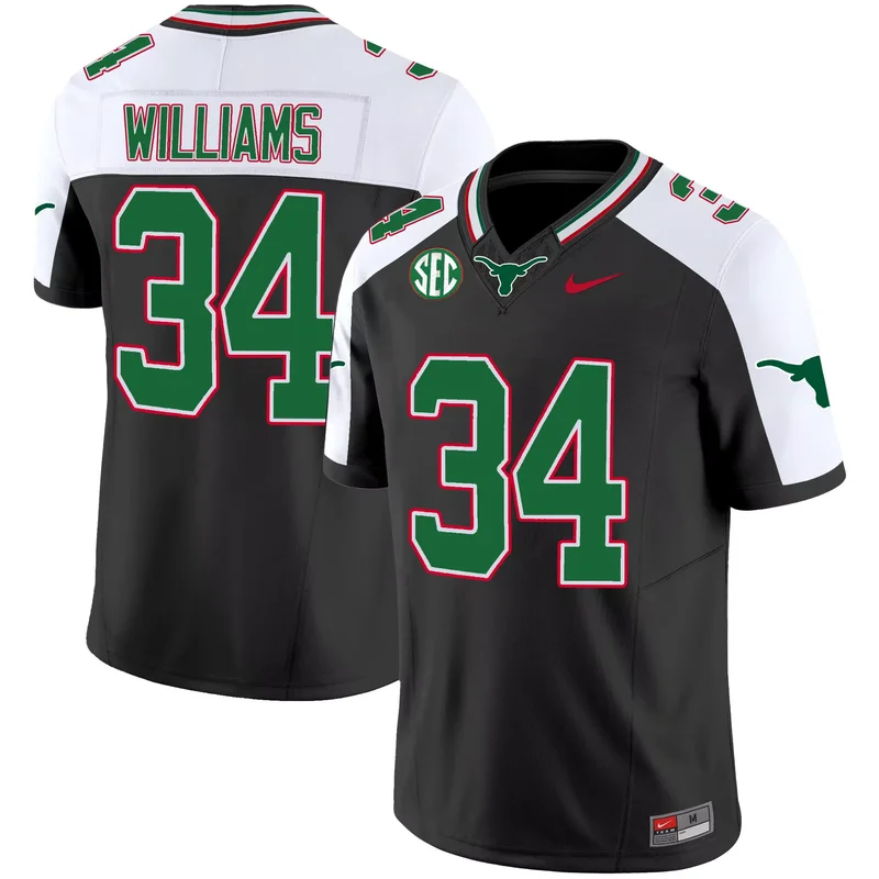Inverted Ricky Williams texas longhorns state map sec patch jersey v4 all stitched - Image 4
