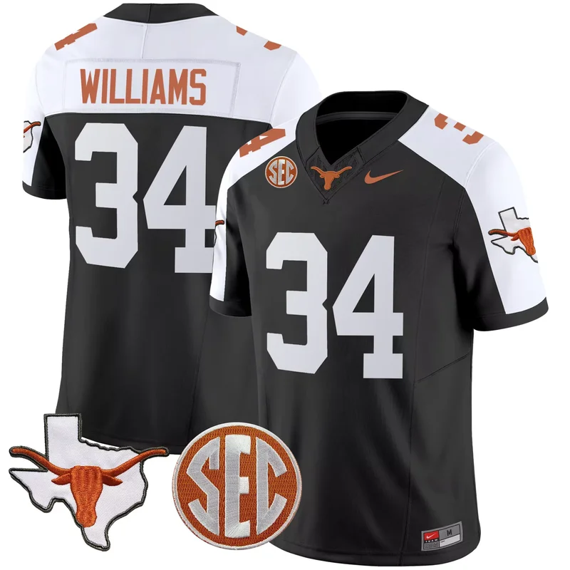 Black Alternate Xavier Worthy texas longhorns sugar bowl sec patch jersey all stitched - Image 4