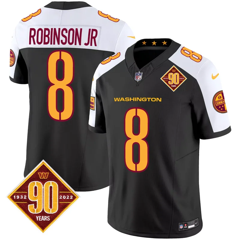 Black Alternate Jahan Dotson washington commanders 90th anniversary patch jersey v2 all stitched - Image 3