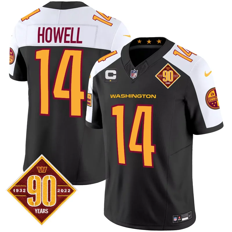 Black Alternate Sam Howell washington commanders 90th anniversary patch jersey v3 all stitched