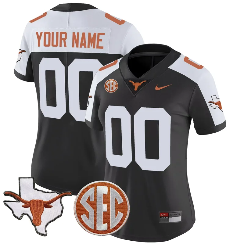 Black Alternate Arch Manning texas longhorns state map sec patch jersey all stitched - Image 5