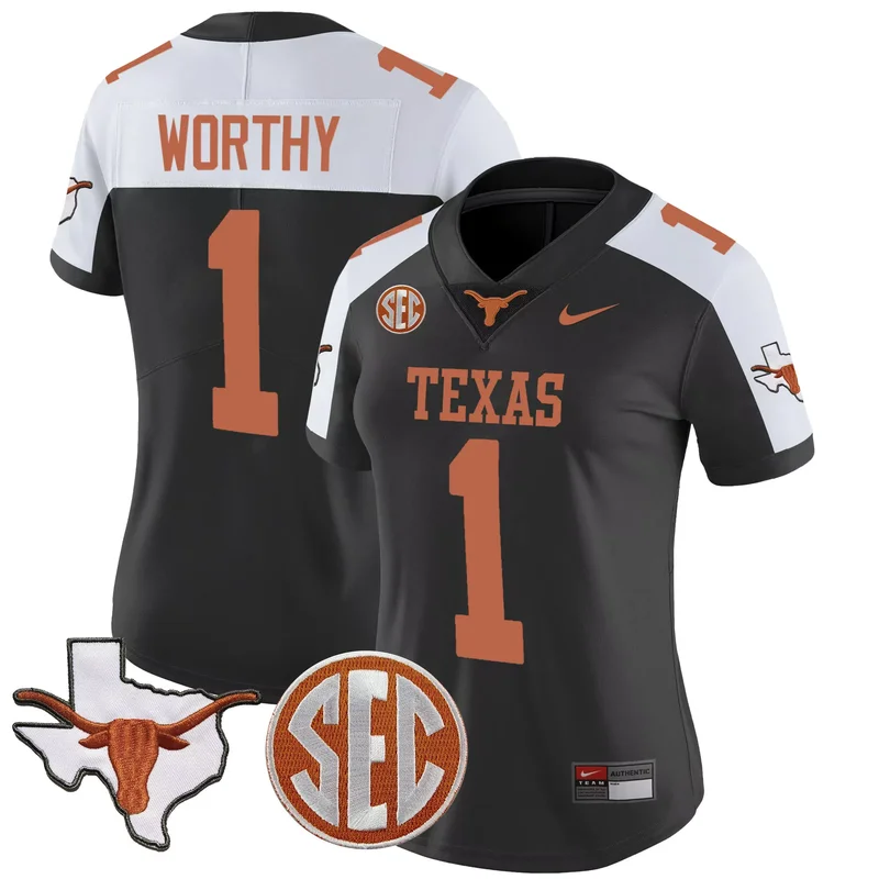 Black Alternate texas longhorns state map sec patch vapor custom jersey v4 all stitched - Image 4
