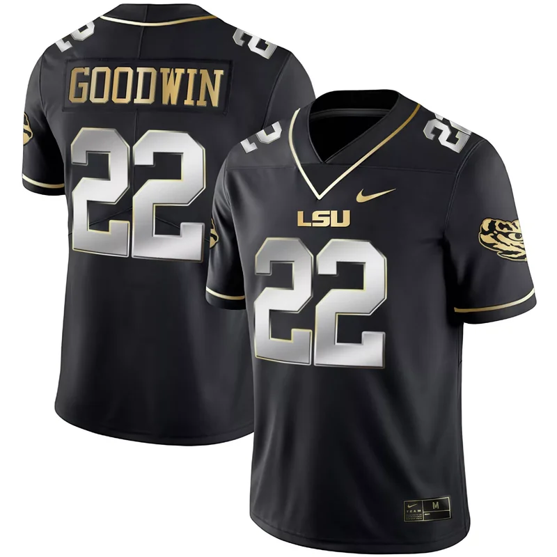 Black Gold lsu tigers custom name number jersey all stitched - Image 5