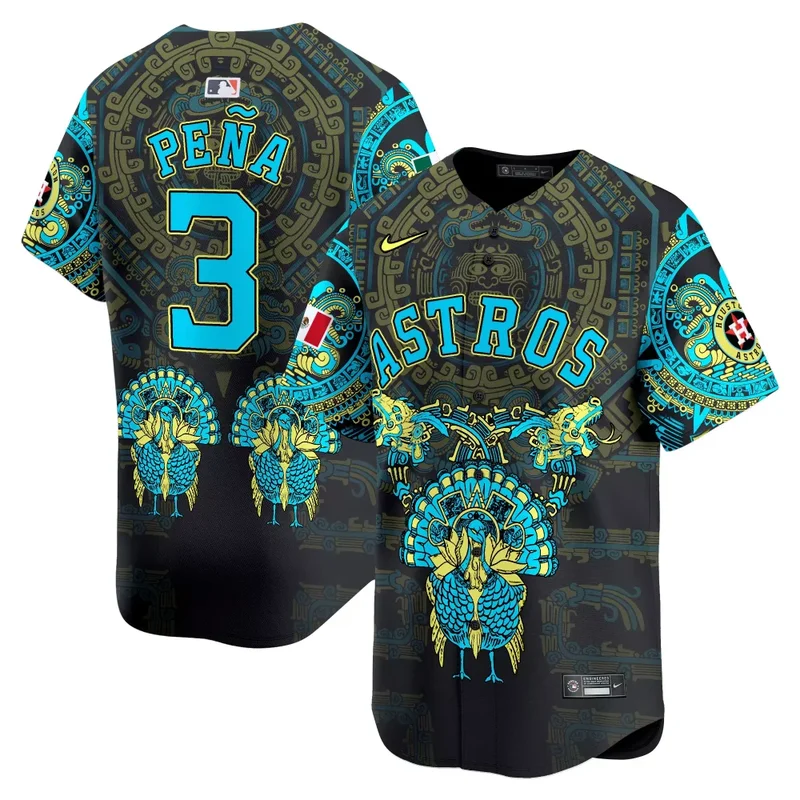 Black Astros Mexico Aztec Vapor Premier Custom Jersey - Image 5