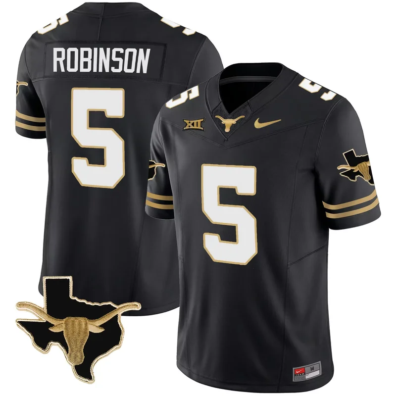 Black Jaylan Ford texas longhorns Black Gold jersey all stitched - Image 3