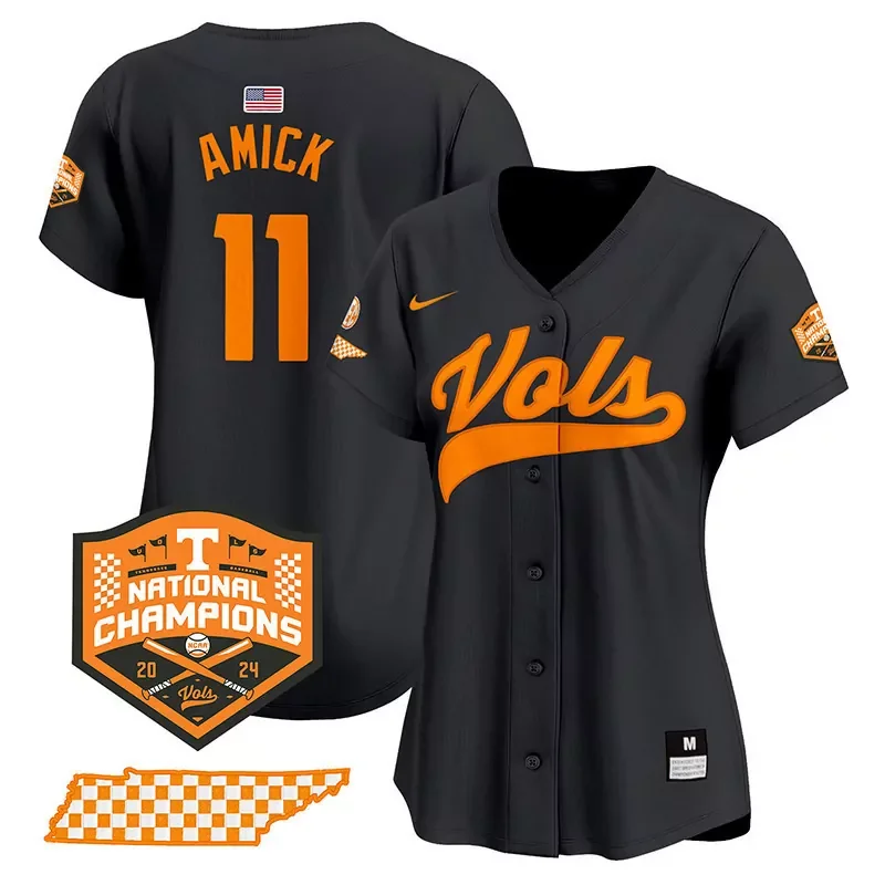 Black Billy Amick tennessee volunteers 2024 champions jersey all stitched