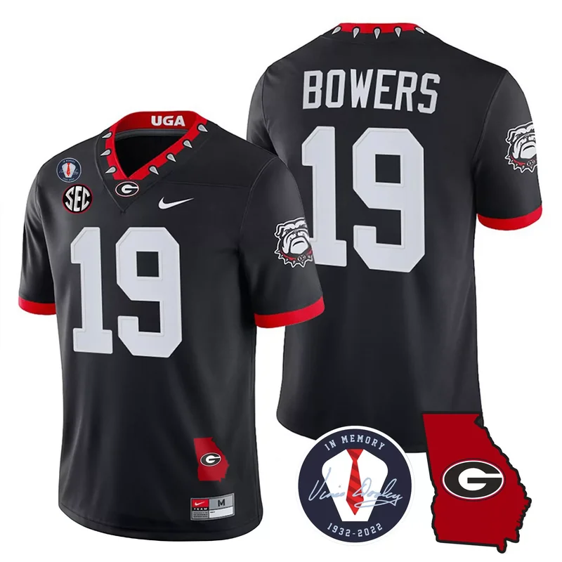 Black Jalen Carter georgia bulldogs 2024 jersey v3 georgia map all stitched - Image 2