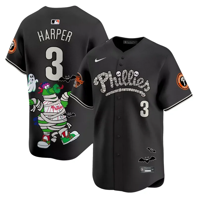 Black Bryce Harper Unisex Phillies Phanatic Halloween Vapor Jersey Printed