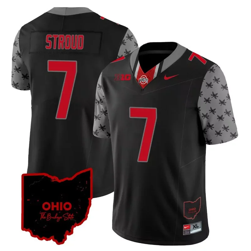 Black C J Stroud ohio state buckeyes 2023 Alternate Gold jersey stitched - Image 2