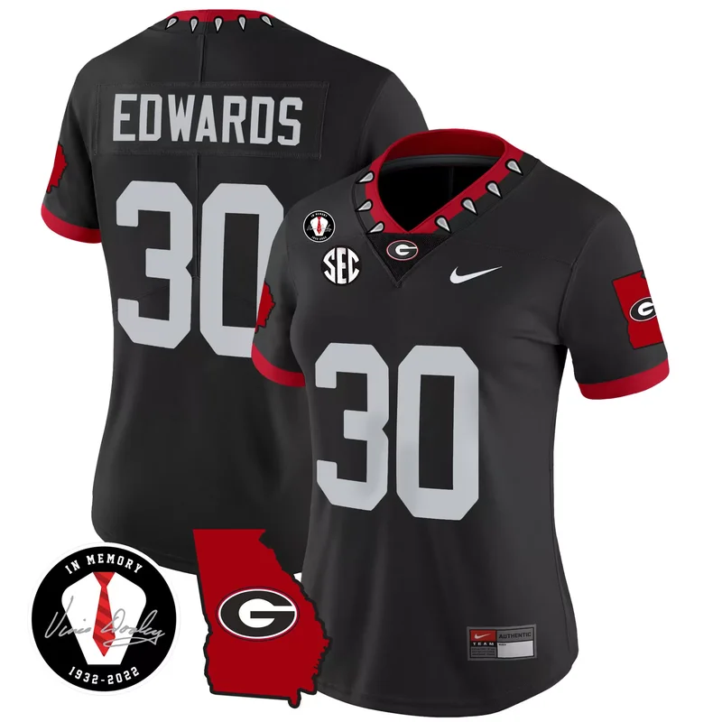 Black Red georgia bulldogs 2023 vapor custom jersey georgia map all stitched - Image 3
