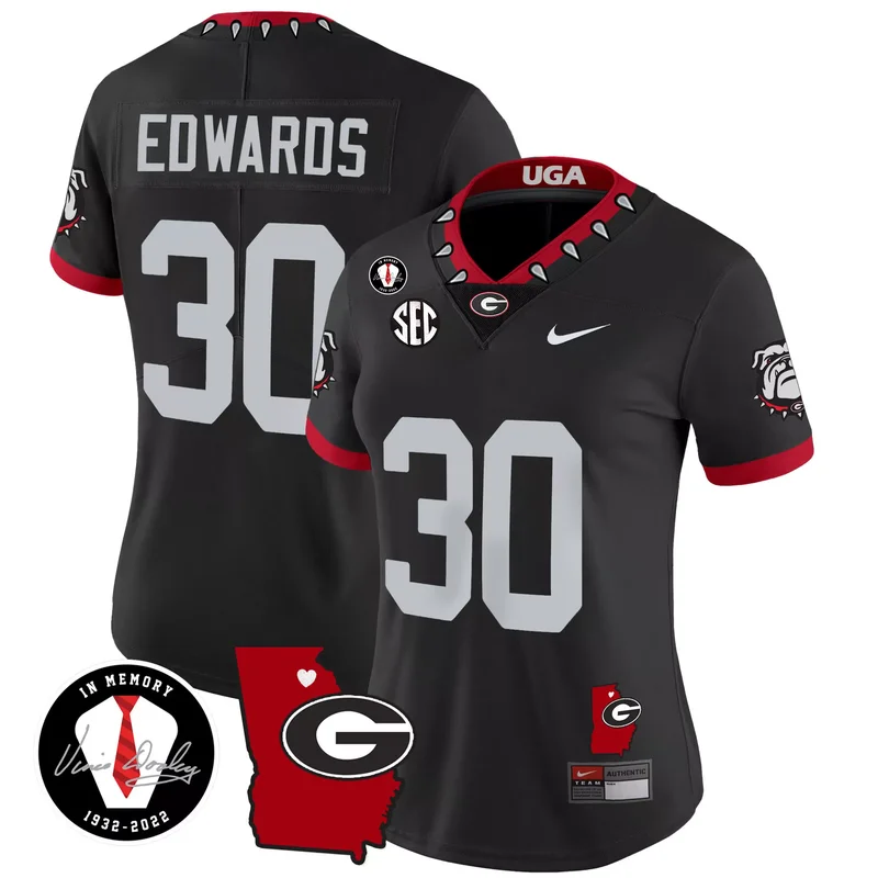 Black Red georgia bulldogs 2023 vapor custom jersey georgia map all stitched - Image 4
