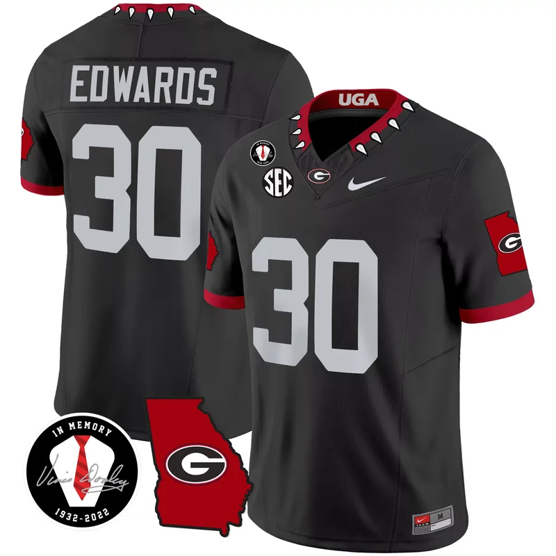 Black Red georgia bulldogs 2023 vapor custom jersey georgia map all stitched - Image 5