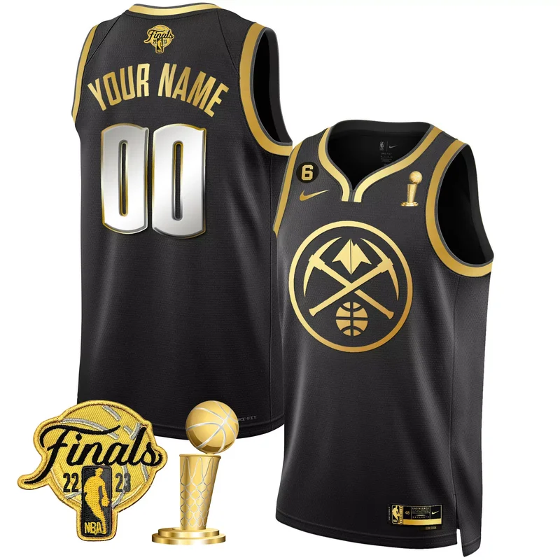 Black Caldwell Pope denver nuggets 2023 finals patch Gold special jersey v2 all stitched - Image 2