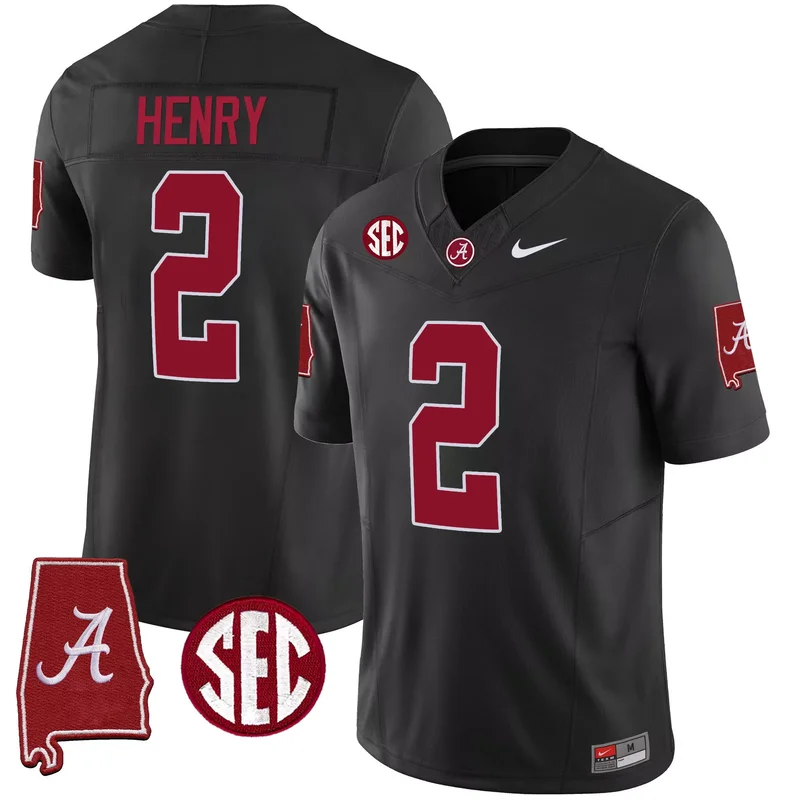 Black Derrick Henry alabama crimson tide jersey alabama map all stitched