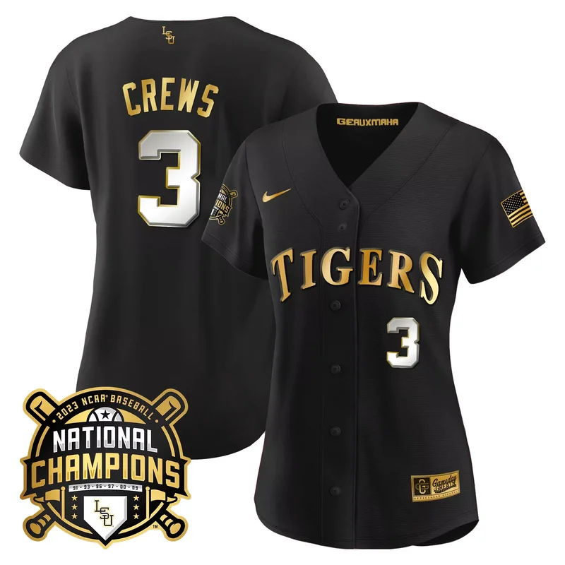 Black Tre Morgan lsu tigers 2023 national champions Gold flex jersey all stitched - Image 5
