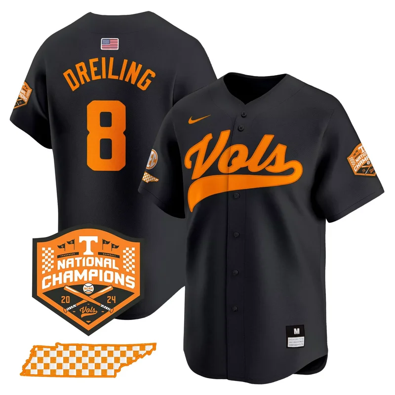 Black Dylan Dreiling tennessee volunteers 2024 champions jersey all stitched - Image 4