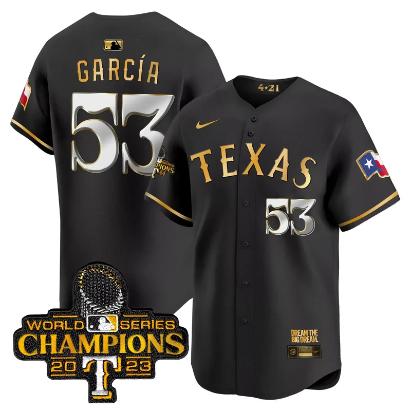 Black Gold Marcus Semien texas rangers 2023 world series champions Gold trim jersey v2 all stitched - Image 4