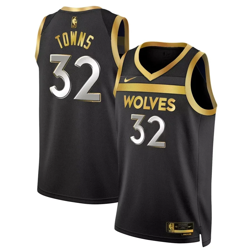 Black Gold Anthony Edwards Minnesota Timberwolves Swingman Jersey V3 All Stitched - Image 4