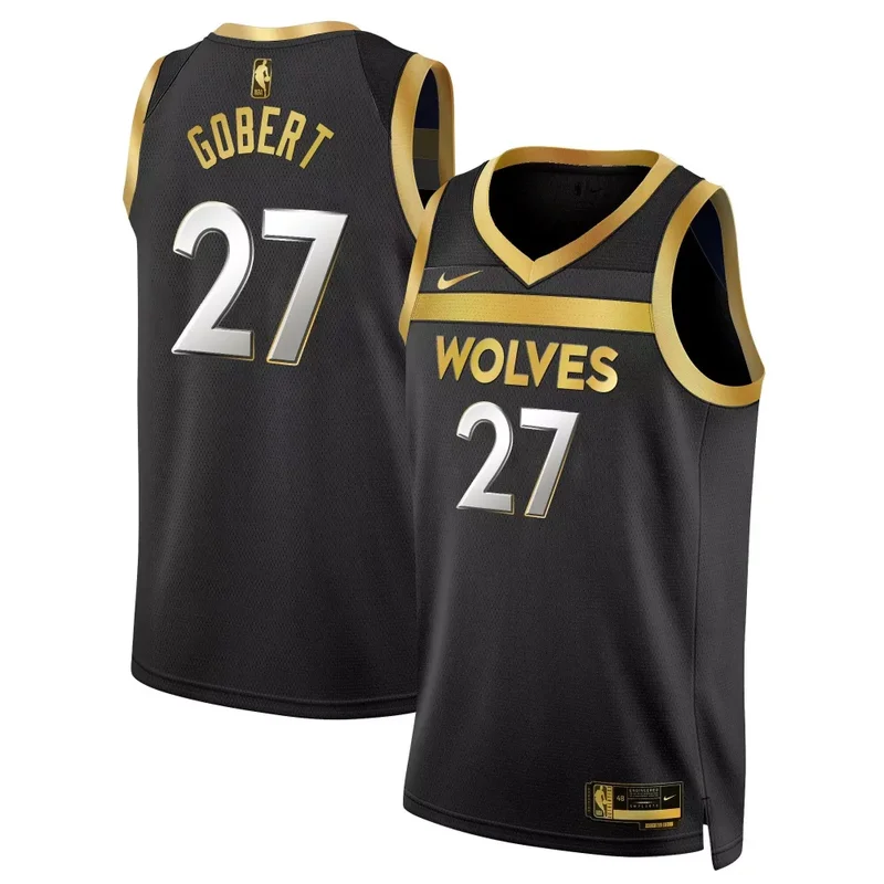 Black Gold Anthony Edwards Minnesota Timberwolves Swingman Jersey V3 All Stitched - Image 2