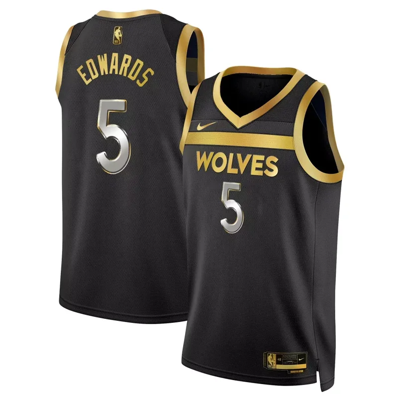 Black Gold Anthony Edwards Minnesota Timberwolves Swingman Jersey V3 All Stitched