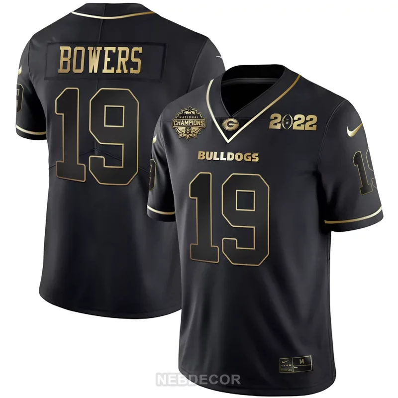 Black Gold Brock Bowers Georgia Bulldogs CFP National Champions Jersey All Stitched