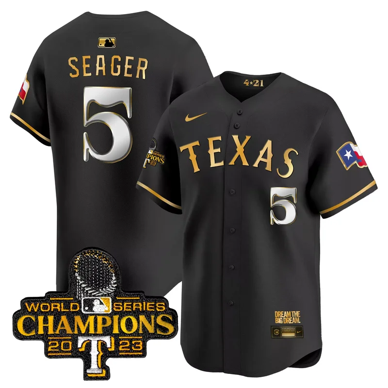 Black Gold Max Scherzer texas rangers 2023 world series champions City connect jersey all stitched - Image 4