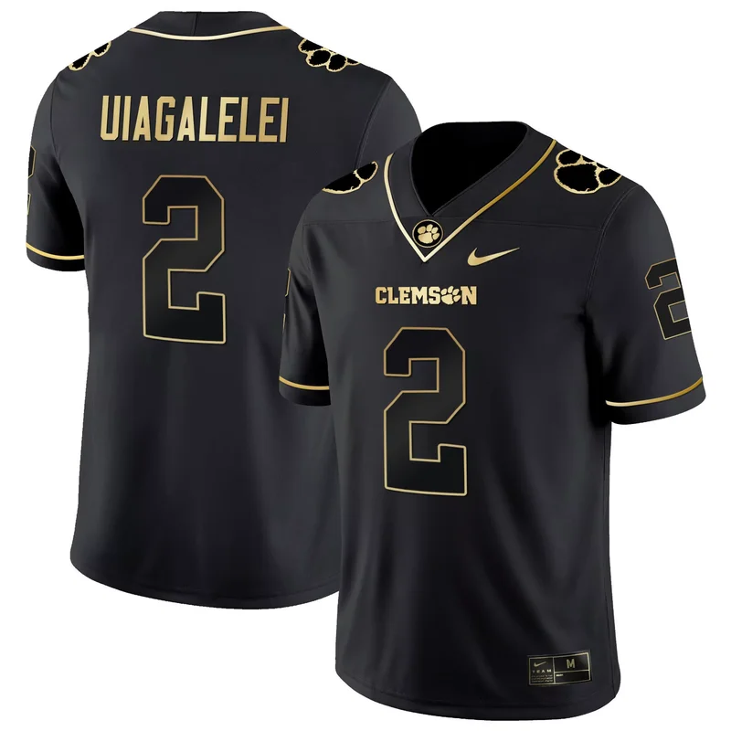 Black Gold Cade Klubnik clemson tigers Gold split jersey all stitched - Image 2