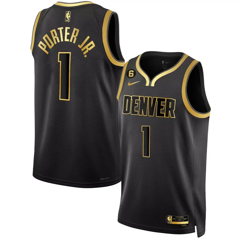 Black Gold Jamal Murray Denver Nuggets 6 Patch Collection Jersey All Stitched - Image 3