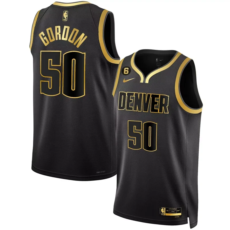 Black Gold Jamal Murray Denver Nuggets 6 Patch Collection Jersey All Stitched - Image 5