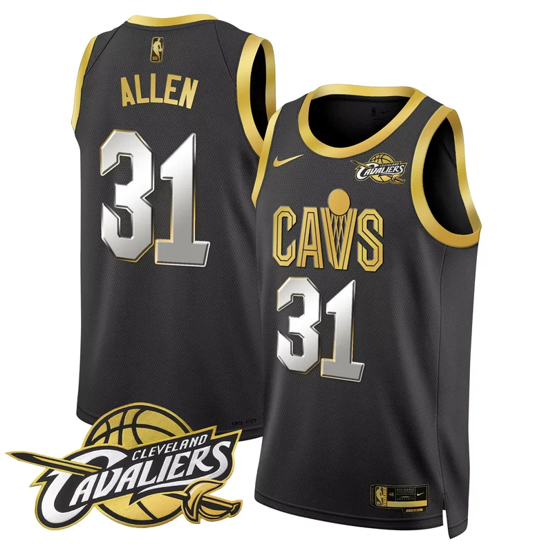 Black Gold Jarrett Allen cleveland cavaliers swingman jersey v2 all stitched