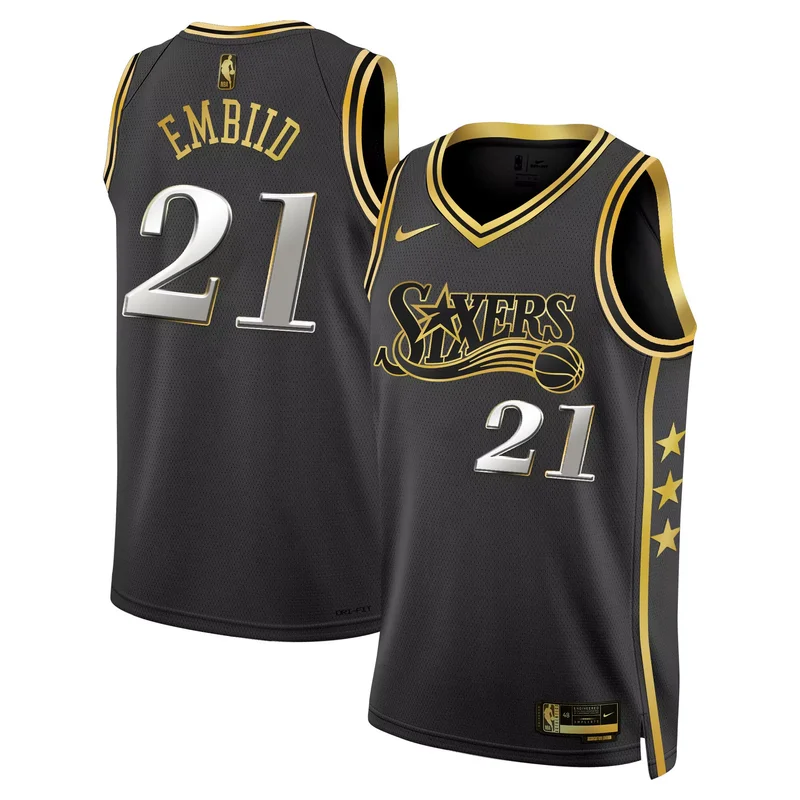 Black Gold philadelphia 76ers swingman custom jersey all stitched - Image 3