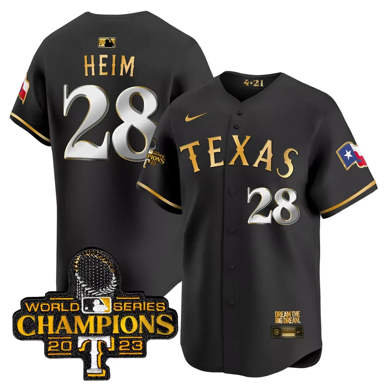 Black Gold Adolis Garcia texas rangers 2023 world series champions Gold trim jersey all stitched - Image 5