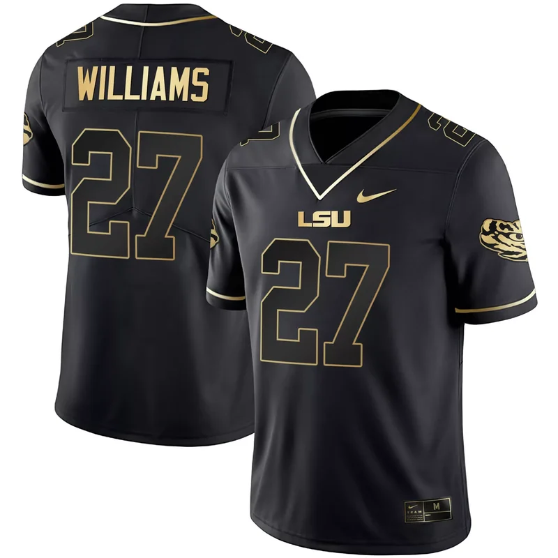 Black Gold Noah Cain lsu tigers Black Gold jersey all stitched - Image 4
